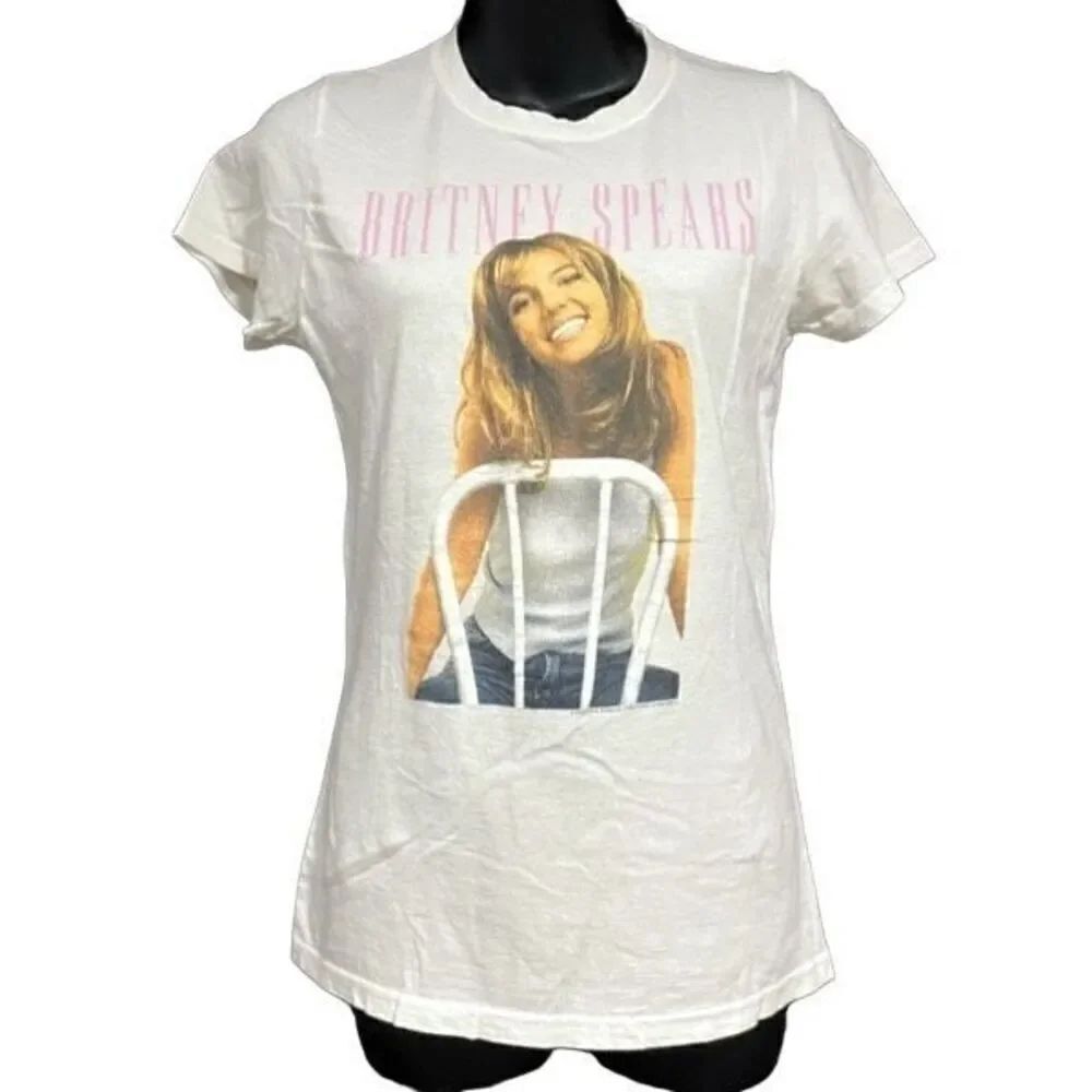 Y2K Britney Spears White & Pink T-Shirt Women’s XS